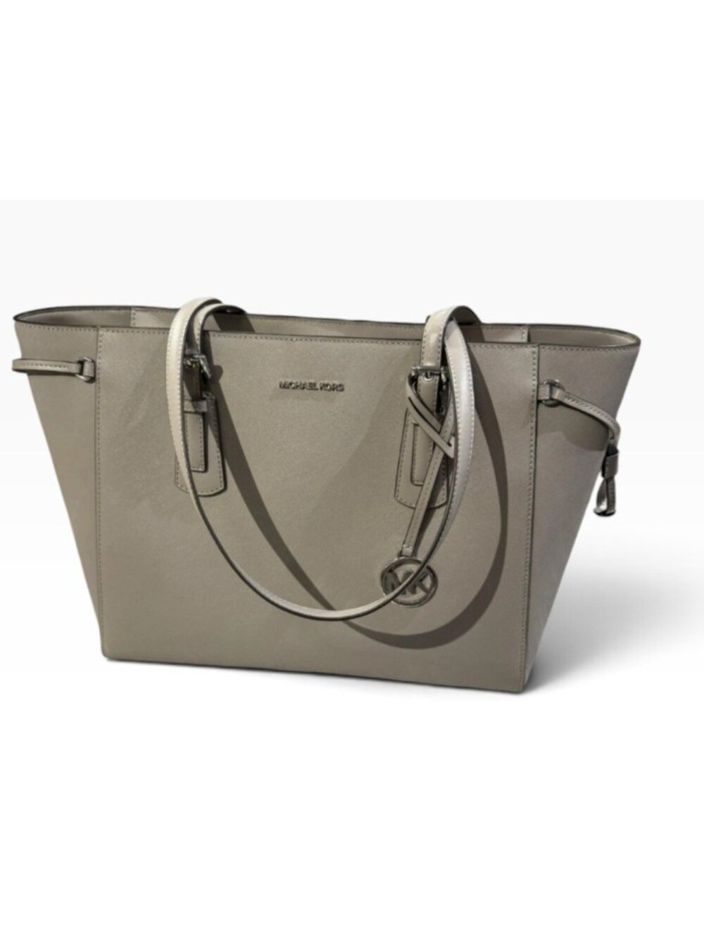Michael Kors Voyager XL Leather Tote Shoulder Handbag Purse Pearl Grey MK NWT